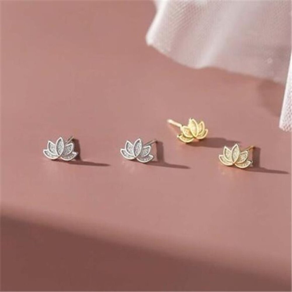 Lotus Flower Stud Earrings